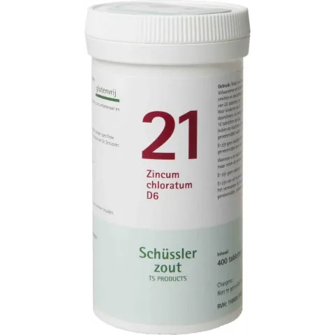 Schussler zout pfluger nr 21 Zincum Chloratum D6 400 tabletten Glutenvrij