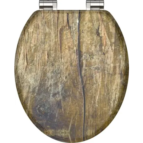 SCHÜTTE WC-Bril 80124 SOLID WOOD - MDF-Hout - Soft Close - Verchroomde Scharnieren - Decor - 3-zijdige Print