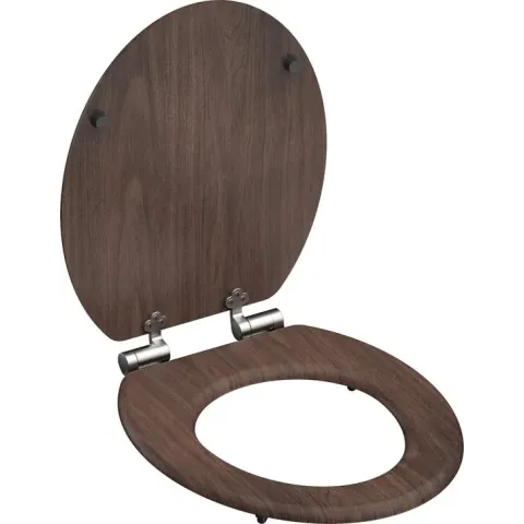 SCHÜTTE WC-Bril 80193 DARK WOOD - MDF-Hout - Soft Close - Verchroomde Scharnieren - Decor - 3-zijdige Print