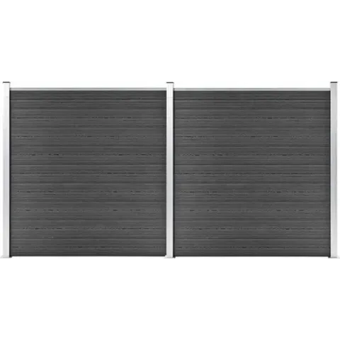 Schuttingpanelenset 353x186 cm HKC zwart