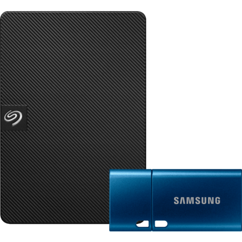 Seagate Expansion Portable 5TB + Samsung USB-C Flash Drive 1