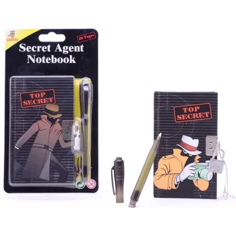 Secret Agent notitieblok met geheime pen 2 assorti