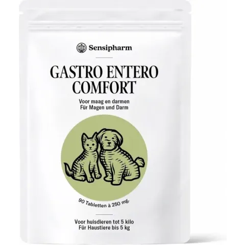 Sensipharm Gastro Entero Comfort voor Kat, Hondje, Cavia, Konijn - Voedingssupplement voor Maag en Darmen bij Diarree en Overgeven - 90 Tabletten à 250 mg