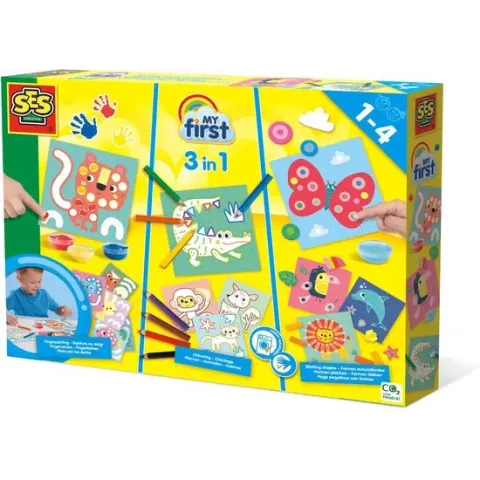 SES - My first - 3 in 1 Vingerverven, kleuren en vormen plakken