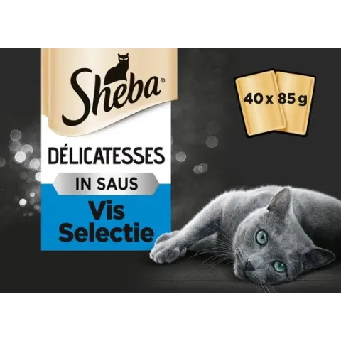 Sheba Delicatesse - Vis in Saus - Maaltijdzakjes voordeelpak - 40 x 85g