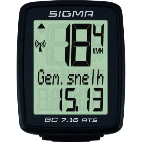 Sigma BC 7.16 Fietscomputer - 7 functies - Draadloos - Zwart