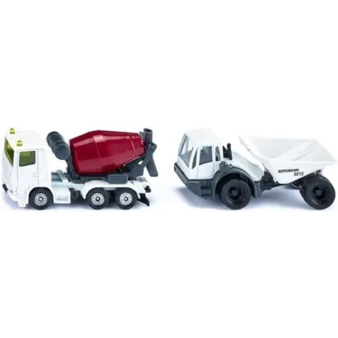 Siku Betonwagen En Kieper 20 Cm Staal Wit/rood 2-delig (1692)