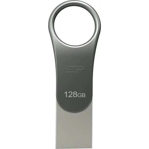 Silicon Power Mobile C80 USB flash drive 128 GB USB Type-A / USB Type-C 3.2 Gen 1 (3.1 Gen 1) Titanium