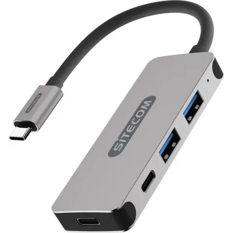 Sitecom CN-384 USB-C Hub 4 Port - USB-C naar 2x USB en 2x USB-C Hub - Grijs
