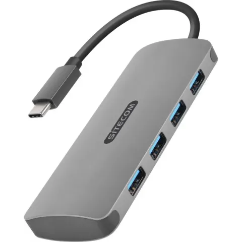 Sitecom USB-C Hub 4-port - USB-C naar 4x USB Hub - Grijs