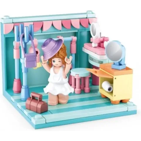 Sluban Poppenhuis - Kleedkamer Afmeting verpakking: 14,6 x 14,6 x 6,2 cm