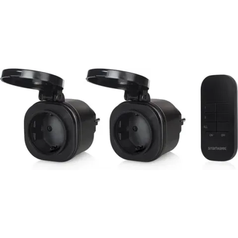 Smartwares SH4-99653 Mini Buiten Schakelaarset – Plug & Connect – 2 schakelaars en afstandsbediening