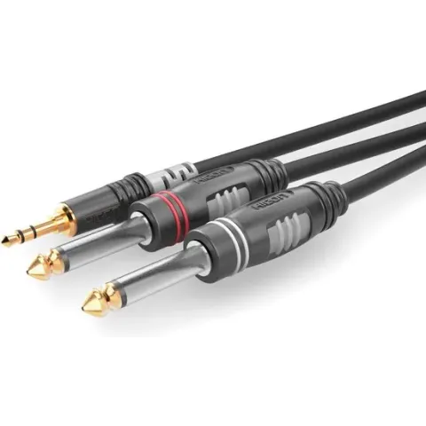 Sommer Cable HBA-3S62-0090 Jackplug Audio Aansluitkabel [1x Jackplug male 3,5 mm - 2x Jackplug male 6,3 mm (mono)] 0.90