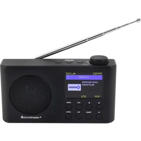 Soundmaster IR6500SW- Portable internetradio met ingebouwde accu en 2,4"kleuren display, zwart