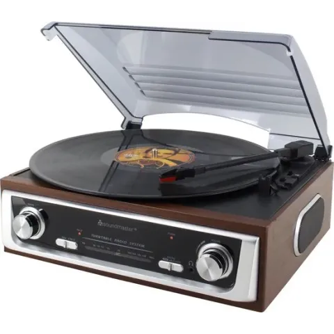 Soundmaster PL196H platenspeler- Nostalgische platenspeler met FM radio