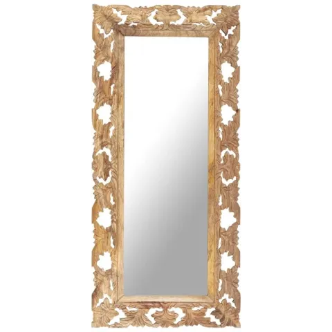 Spiegel handgesneden 110x50 cm massief mangohout bruin