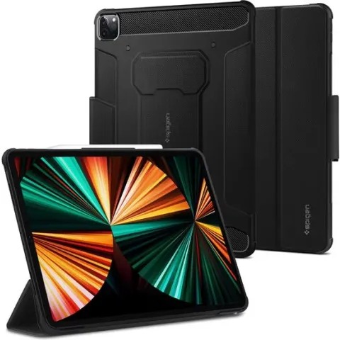 Spigen Rugged Armor Pro Bookcase iPad Pro 12.9 (2021) tablethoes - Zwart