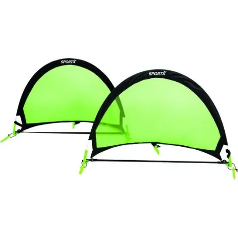 SportX Opvouwbare Voetbaldoelen 90x60x60 cm 2 Stuks Zwart/Groen