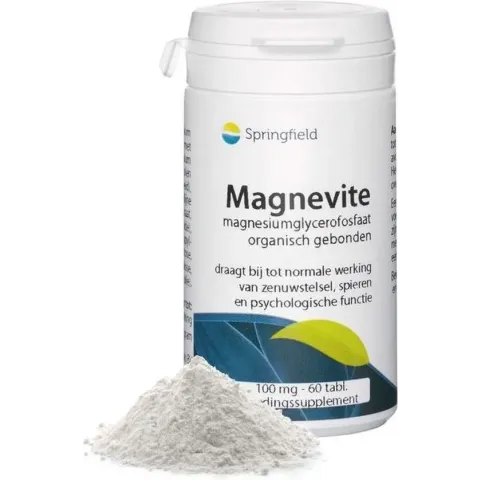 Springfield Voedingssupplementen Magnevite magnesium glycerofosfaat 100mg