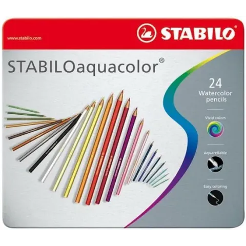 STABILO Aquacolor Kleurpotloden - Metalen Etui 24 stuks