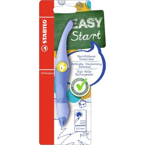 STABILO EASYoriginal - Ergonomische Rollerball - Linkshandig - Blauwe Inkt - Pastel Edition - Navulbaar - Luchtig Blauw