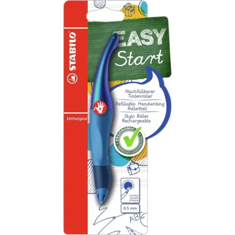STABILO EASYoriginal - Ergonomische Rollerball - Rechtshandig - Blauwe Uitwisbare Inkt - Holograph Edition - Navulbaar - Blauw