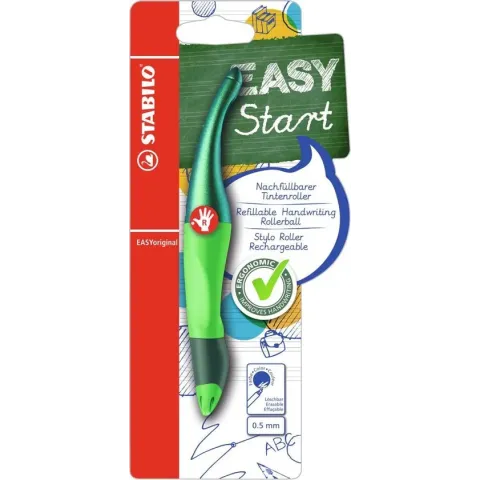 STABILO EASYoriginal - Ergonomische Rollerball - Rechtshandig - Blauwe Uitwisbare Inkt - Holograph Edition - Navulbaar - Groen
