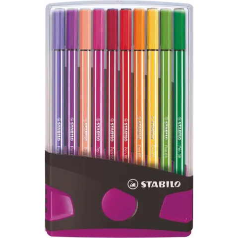 STABILO Pen 68 ColorParade Antraciet/Roze Met 20 Kleuren