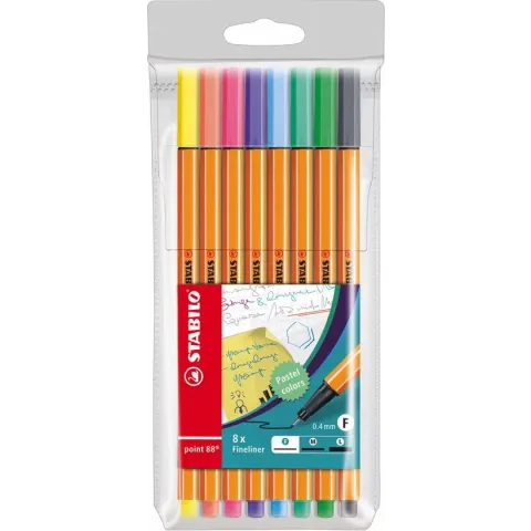 STABILO point 88 Fineliner Pastelkleuren - Etui 8 kleuren