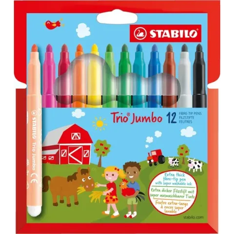 STABILO Trio Jumbo XXL Viltstiften -Etui 12 Kleuren