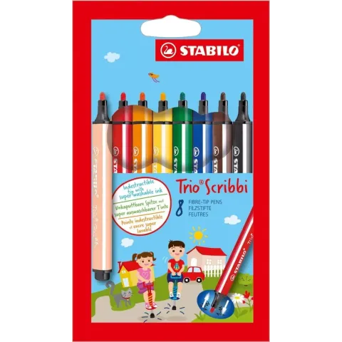 STABILO Trio Scribbi Viltstiften - Etui 8 Stuks