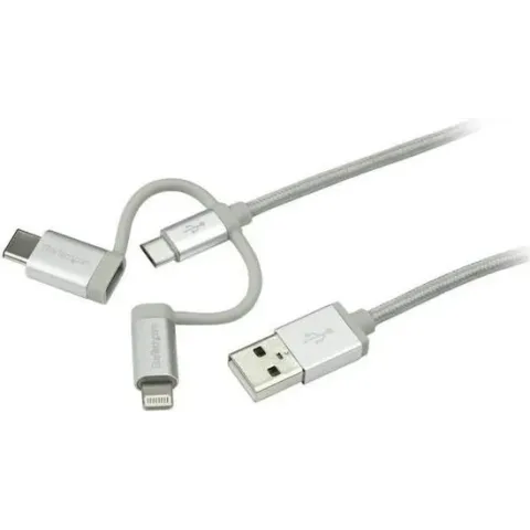 StarTech.com USB oplaadkabel USB naar Lightning / USB-C / Micro-B gevlochten 1 m