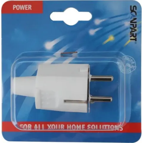 stekker met randaarde 10/16A zacht PVC wit