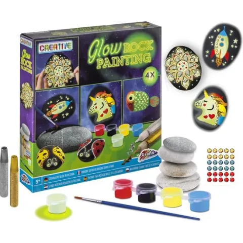 Stenen Schilderen - Glow in the Dark Thema - Happy Stones - Schilderspakketten voor kinderen | Grafix