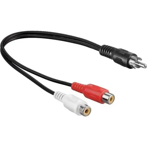 Subwoofer/Tulp mono (m) - Tulp stereo (v) audio adapter - 0,20 meter