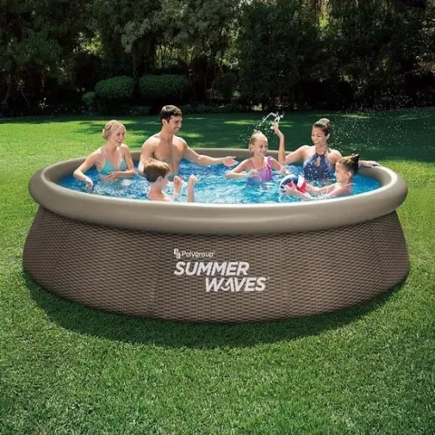 SUMMER WAVES ZWEMBAD QUICK SET 366 X 76 CM DARK DOUBLE RATTAN + FILTERPOMP