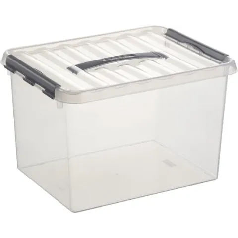 Sunware - Q-line opbergbox 22L transparant metaal - 40 x 30 x 26 cm