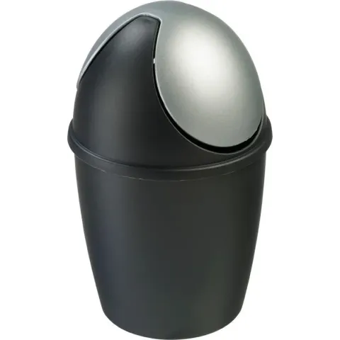 Sunware Tiglio tafelafvalbak - 1.5L - met swing deksel - zwart/zilver