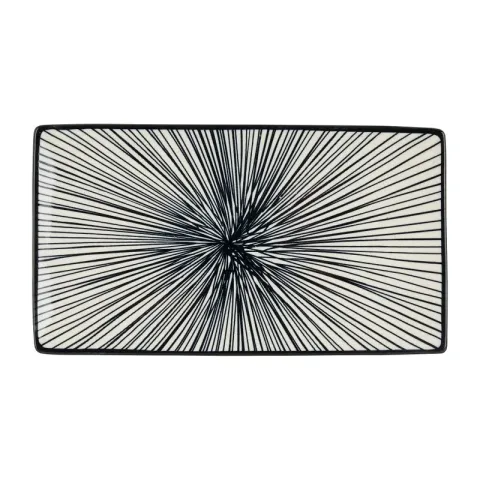 Tapas bord Sevilla - zwarte lijnen - 21,5x12 cm