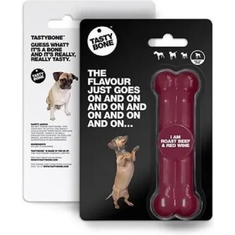 Tasty Bone Roast Beef & Red Wine - Hond - Kauwspeelgoed - Toy - 11 cm
