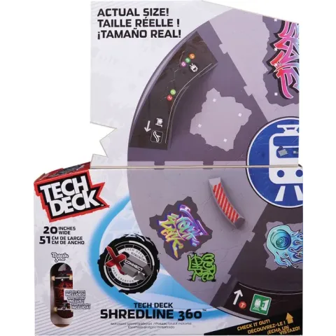 Tech Deck X-Connect Creator Shredline 360 - Gemotoriseerd skatepark - aanpasbare en bouwbare draaischijf-schansset met uniek fingerboard