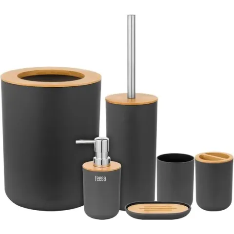 Teesa TSA0400-B - Set badkameraccesoires, zwart