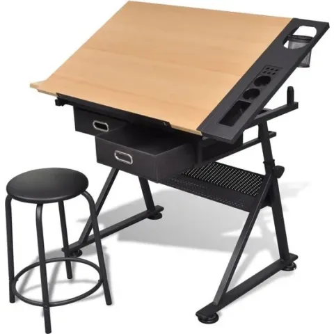 Tekentafel met 2 lades en kruk