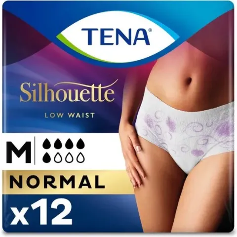 Tena Pants Silhouette Normal Blanc Lage Taille Medium 12 stuks