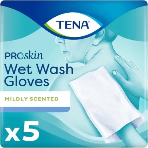 Tena Wet Wash Glove Mild Geparfumeerd 5 stuks