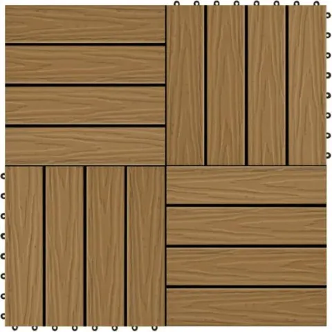 Terrastegels diep reliëf 30x30 cm 1 m² HKC teakkleur 11 st