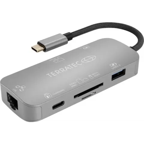 Terratec CONNECT C8 USB-C® (USB 3.2 Gen 2) multiport hub Grijs