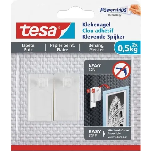 Tesa Klevende Spijker Gevoelige Oppervlakken 0.5KG - 2 stuks