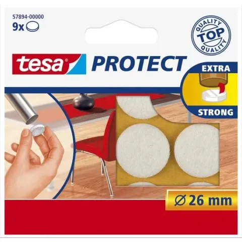 Tesa Protect Beschermvilt Rond - Wit - Ø 26 mm - 9 Stuks