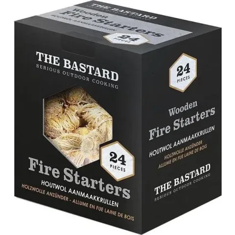 The Bastard Wooden Fire Starters - 24st 350gr - houtkrullen BBQ - houtwol aanmaakkrullen
